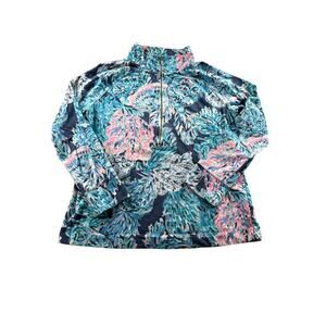 Lilly Pulitzer 1/4 Zip Skipper Popover Womens Size Large Preppy *READ Blue Pink